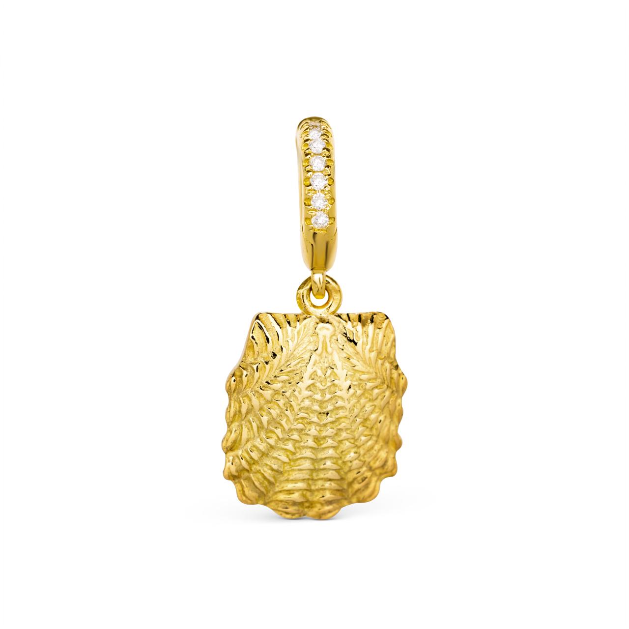gold scallop shell charm diamond lock by STACK'D jewellery UAE stackdworld