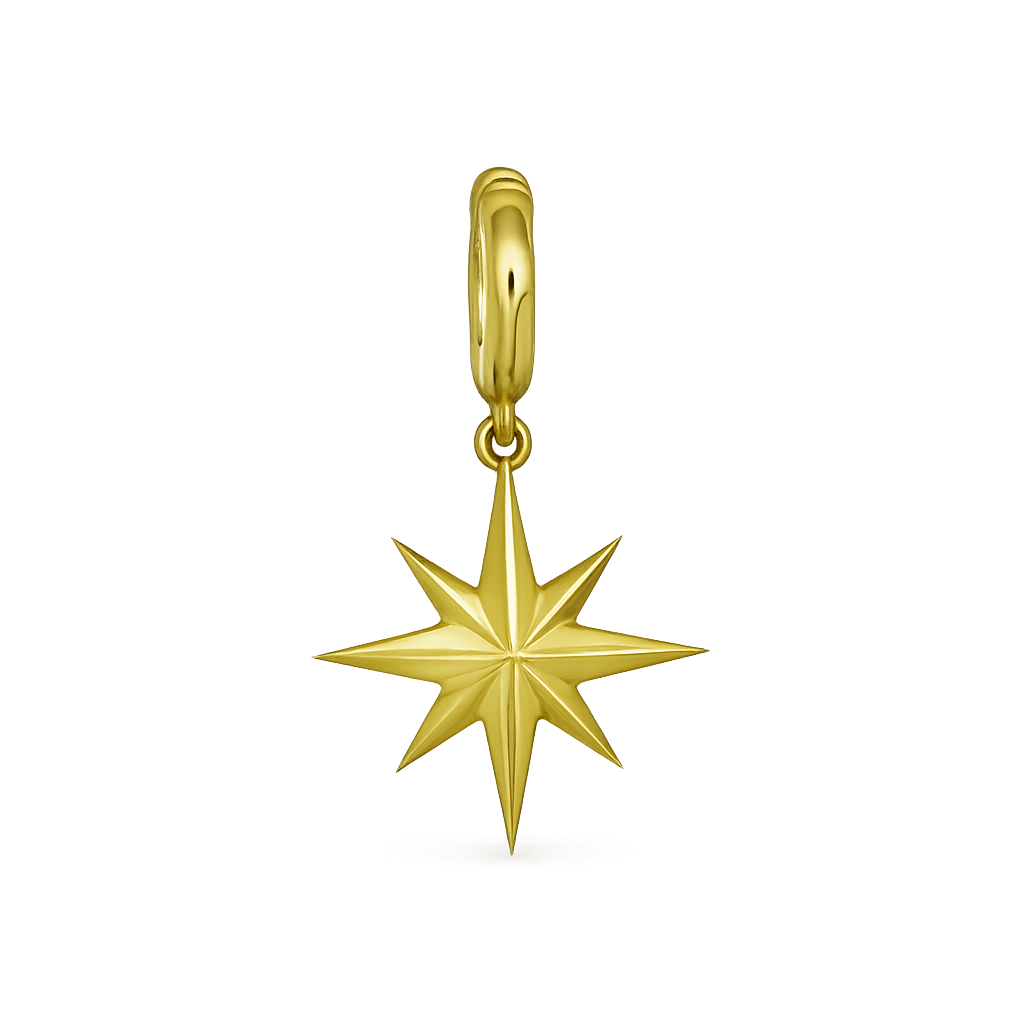 Gold north star charm