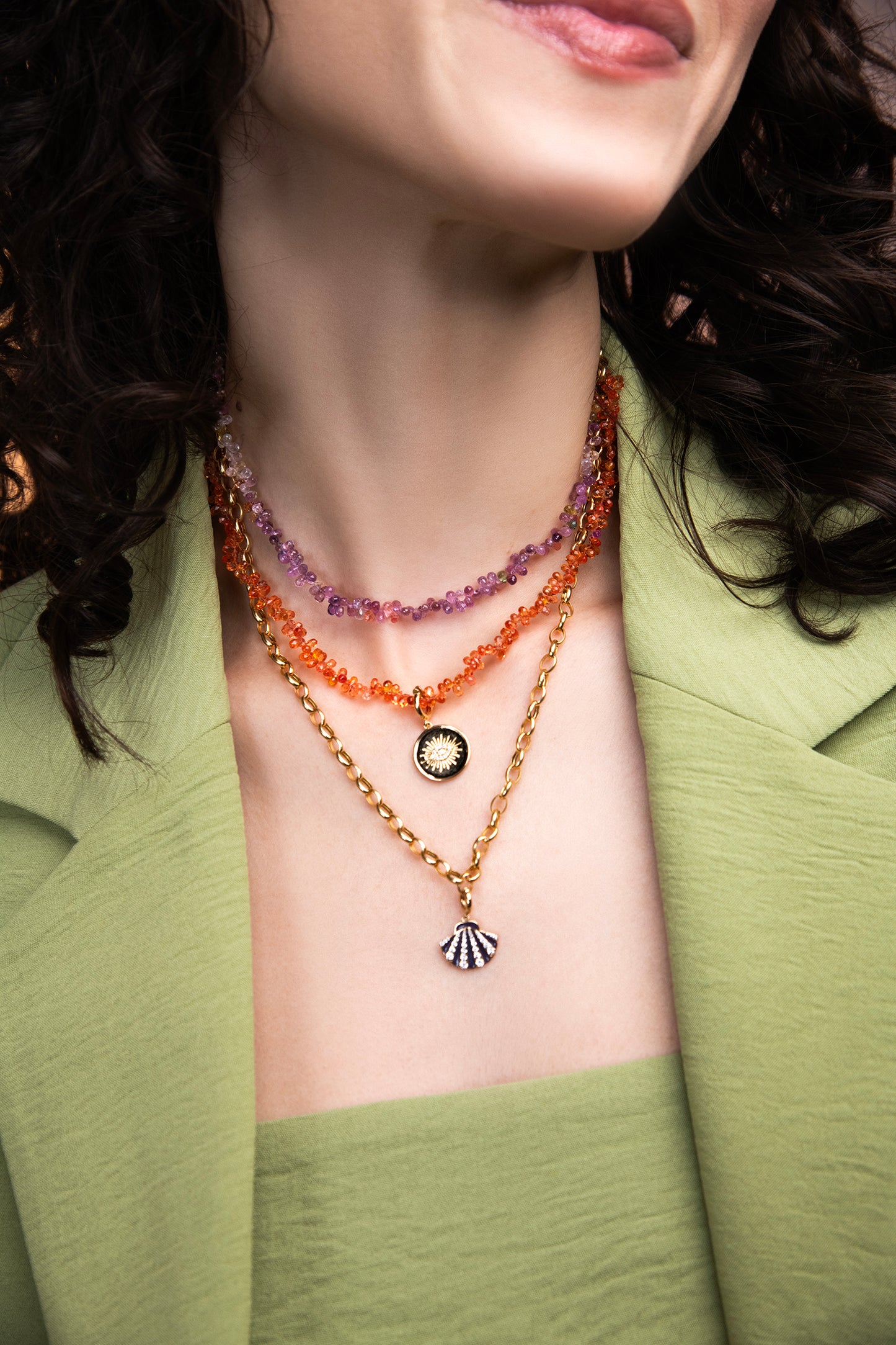 sapphire droplet necklace orange by STACK'D jewellery UAE stackdworld