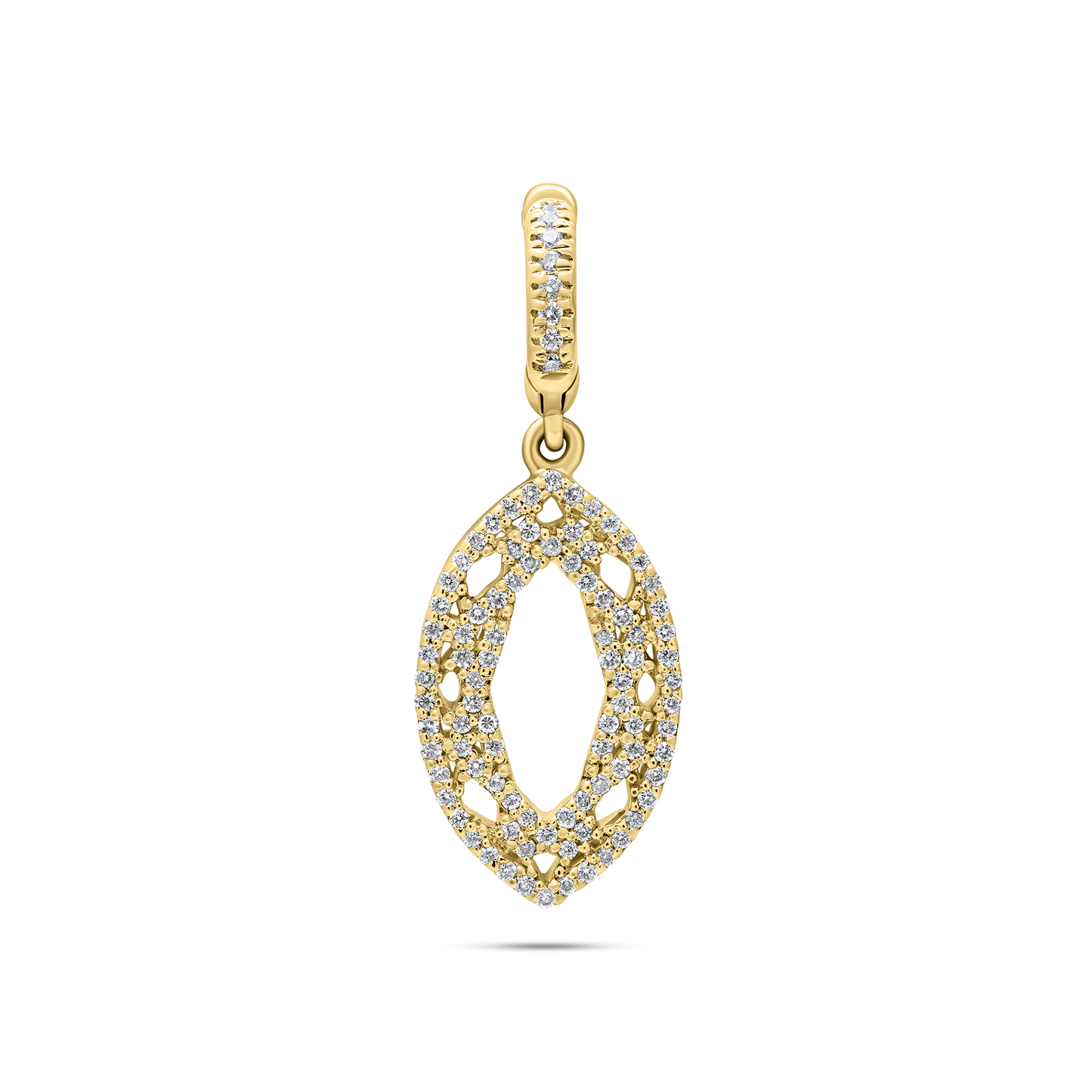 Gold pendant with diamond accents shaped like a marquise diamond by the STACKD world UAE