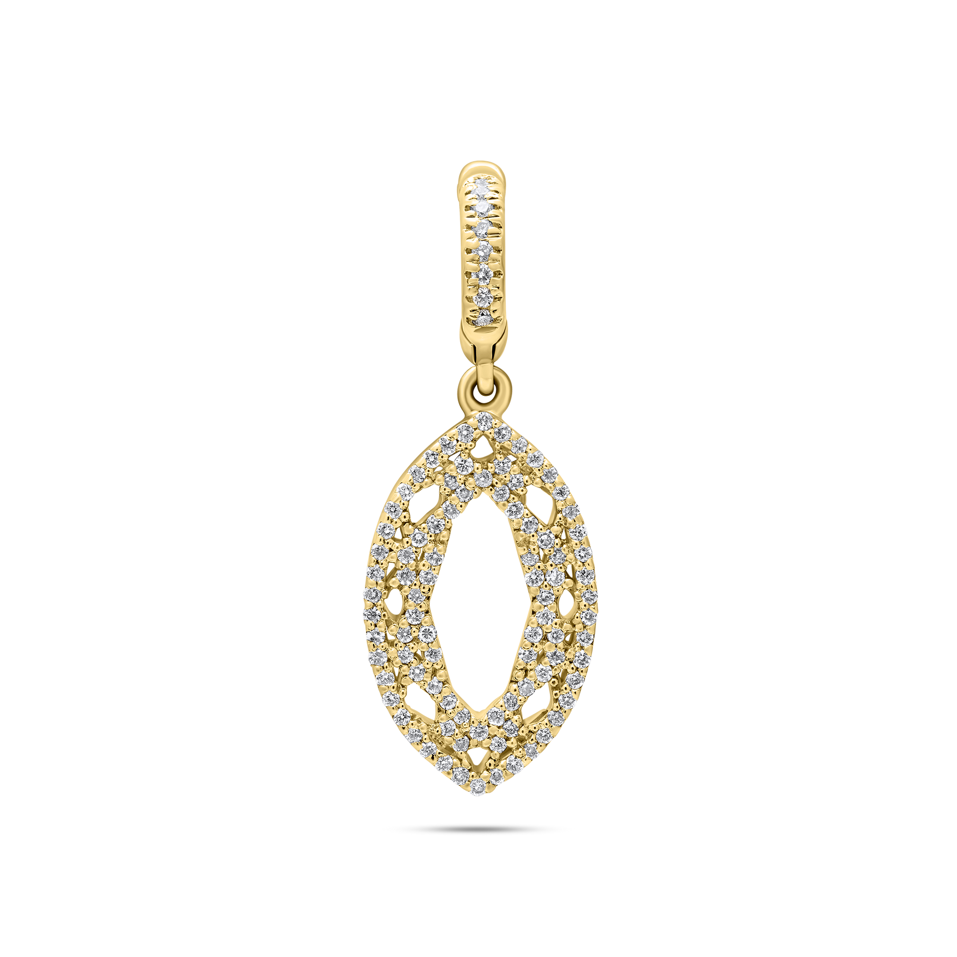 Gold pendant with diamond accents shaped like a marquise diamond by the STACKD world UAE