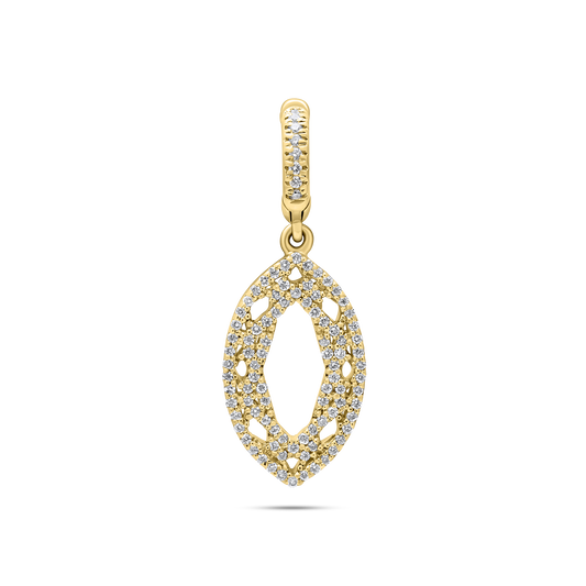 Gold pendant with diamond accents shaped like a marquise diamond by the STACKD world UAE