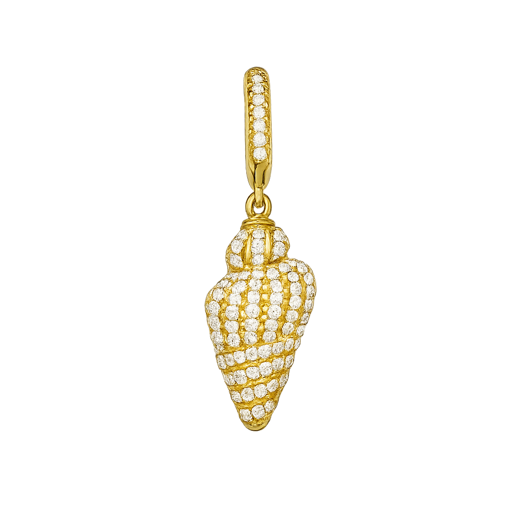 Diamond conch shell charm