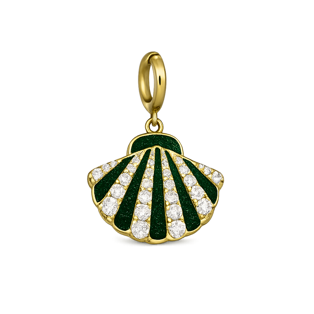 Diamond & enamel flat shell charm
