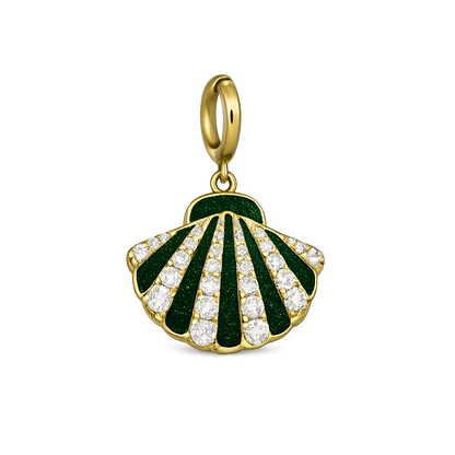 Diamond & enamel flat shell charm