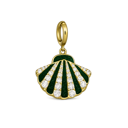 Diamond & enamel flat shell charm