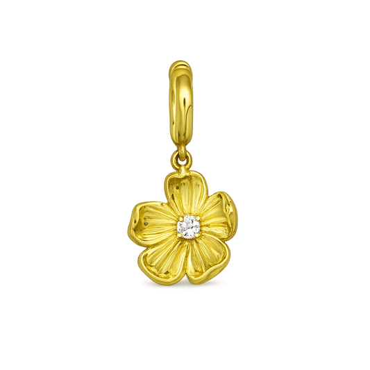 Gold flower with diamond center charm