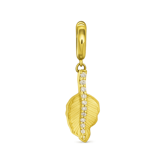 Gold leaf charm with diamond stem