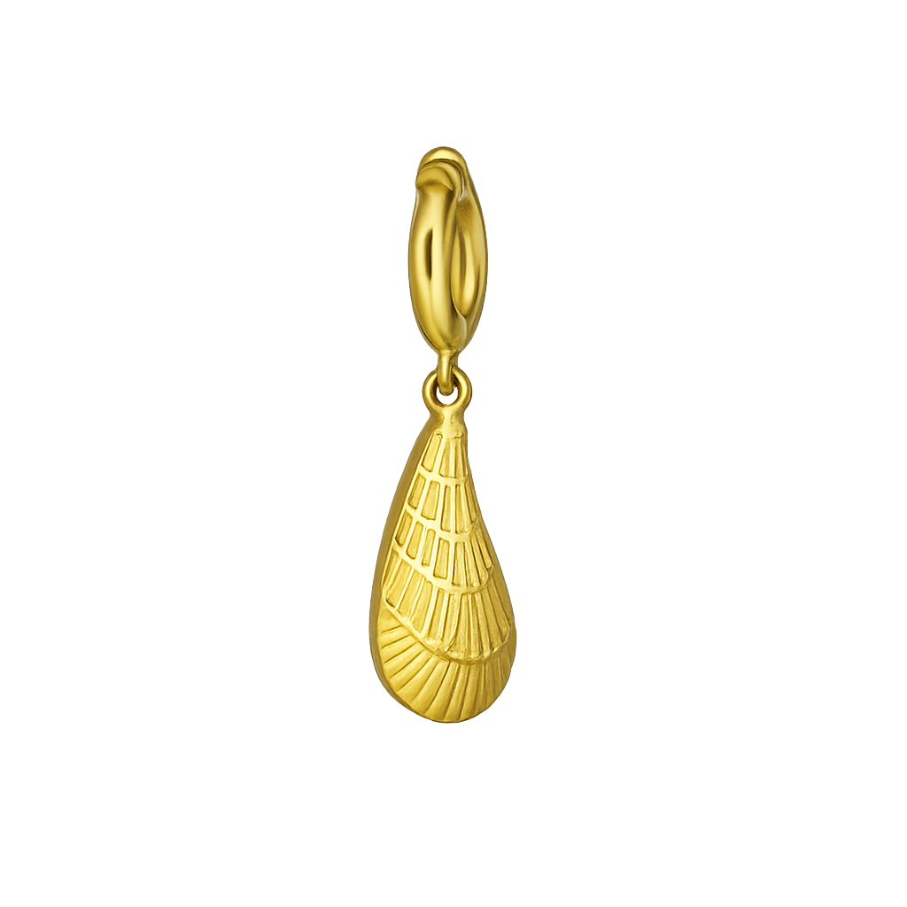 Gold oblong shell charm