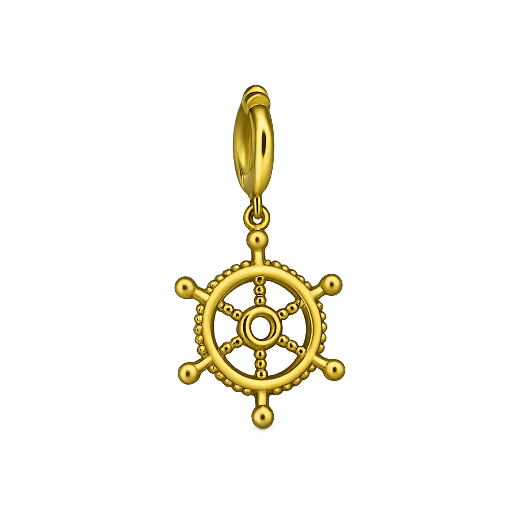 Gold ship wheel charm