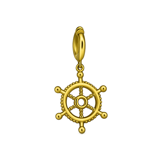 Gold ship wheel charm