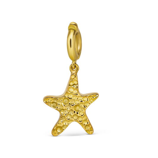 Gold starfish charm gold lock by STACK'D jewellery UAE stackdworld