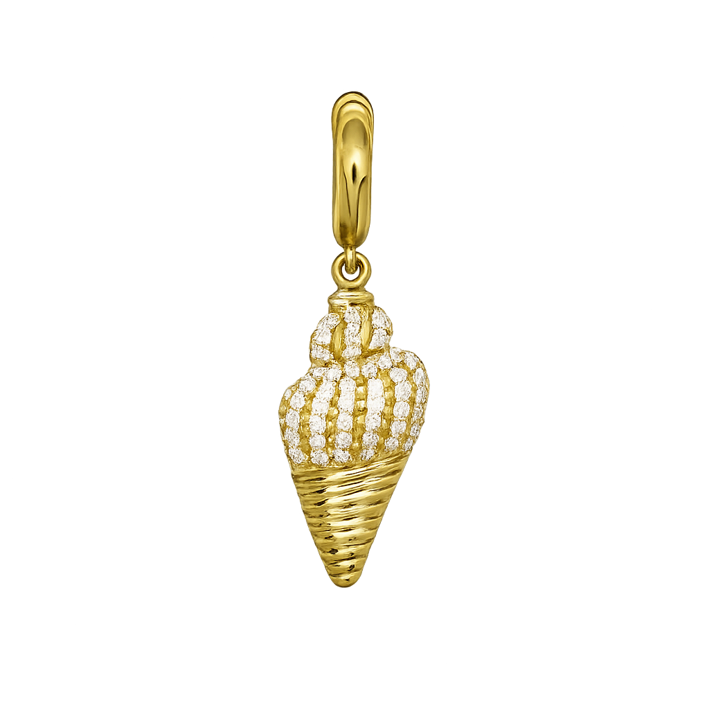 Half diamond conch shell charm