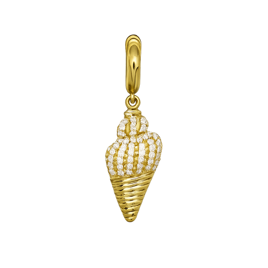 Half diamond conch shell charm