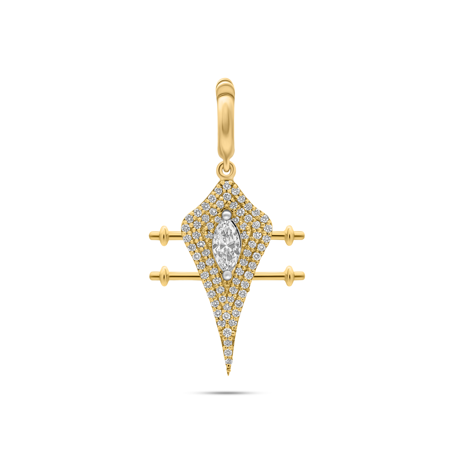 Gold pendant with central diamond by the STACKD world UAE