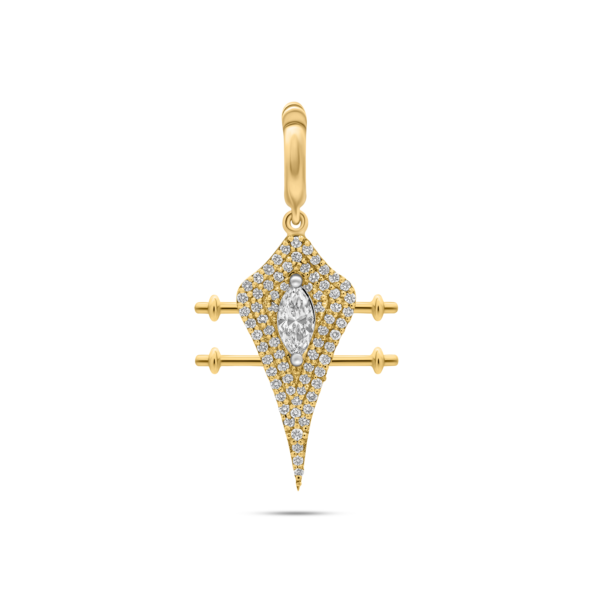 Gold pendant with central diamond by the STACKD world UAE