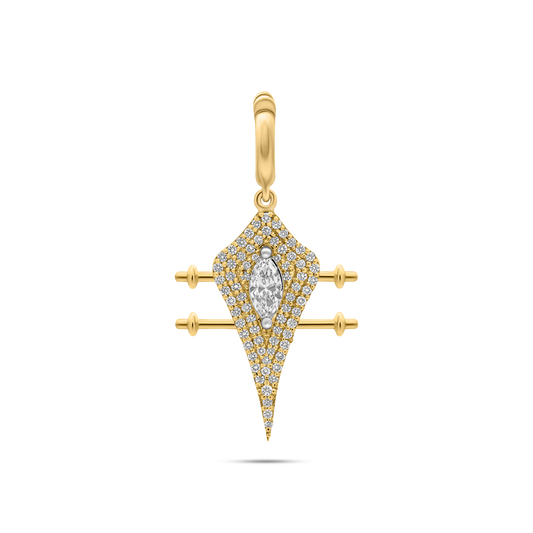 Gold pendant with central diamond by the STACKD world UAE