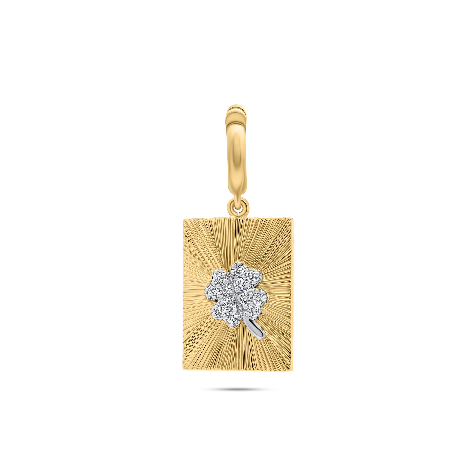 Gold pendant with a diamond flower design by the STACKD world UAE