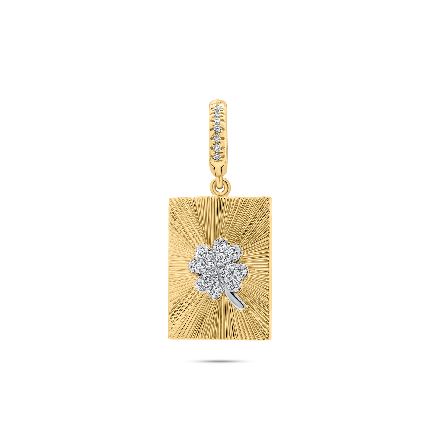 Gold pendant with a four-leaf clover design by the STACKD world UAE 