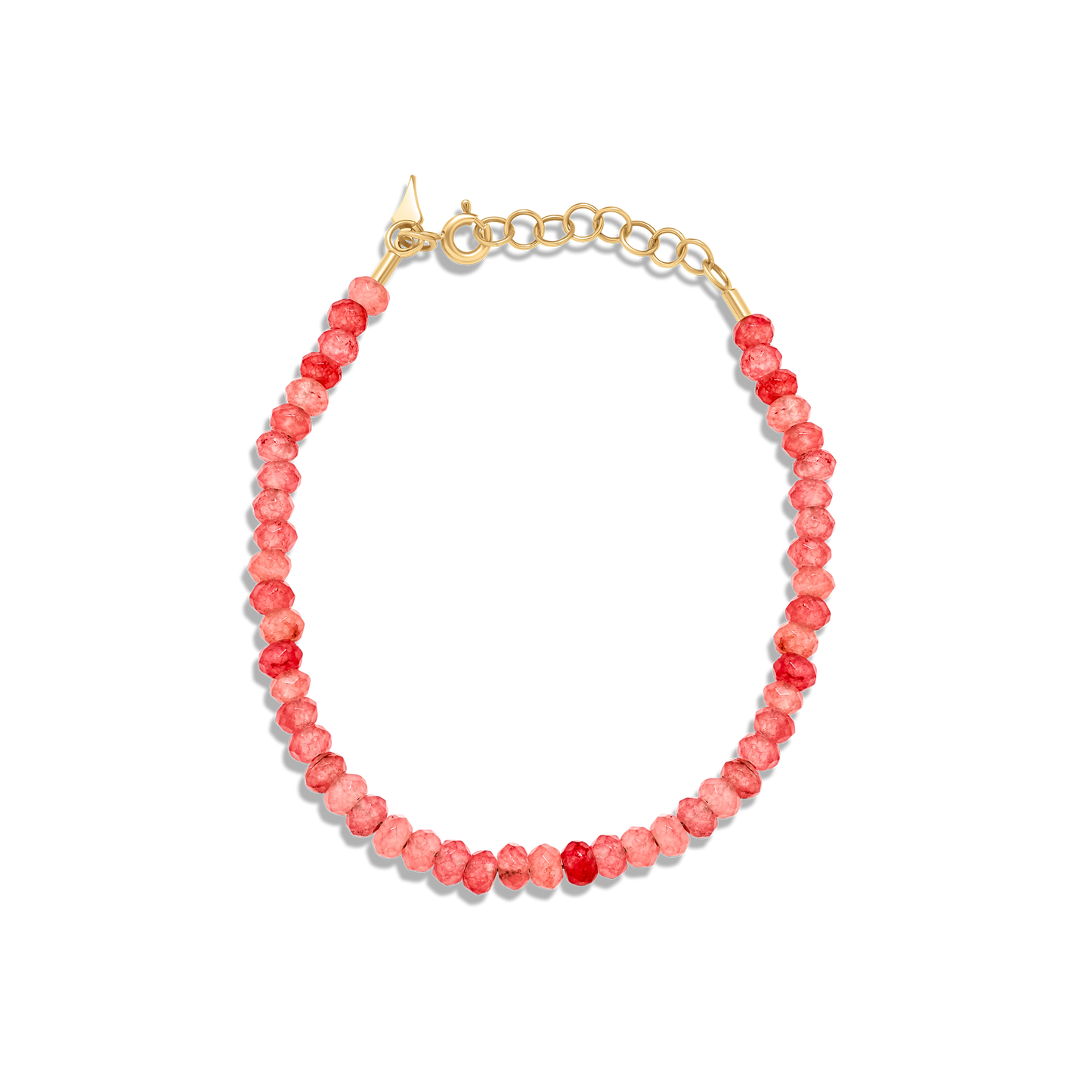 Beaded bracelet with pink and red beads on a gold chain by the STACKD world UAE