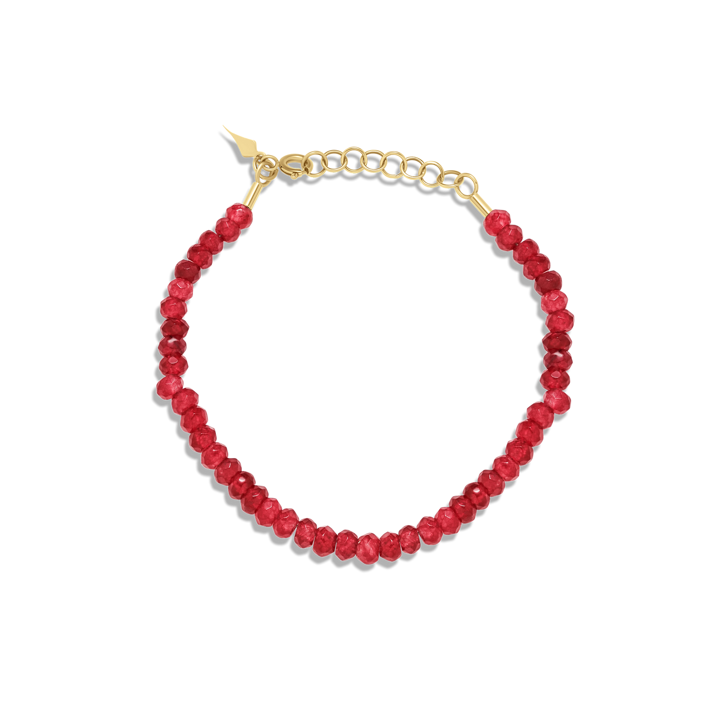Red beaded bracelet with gold clasp 