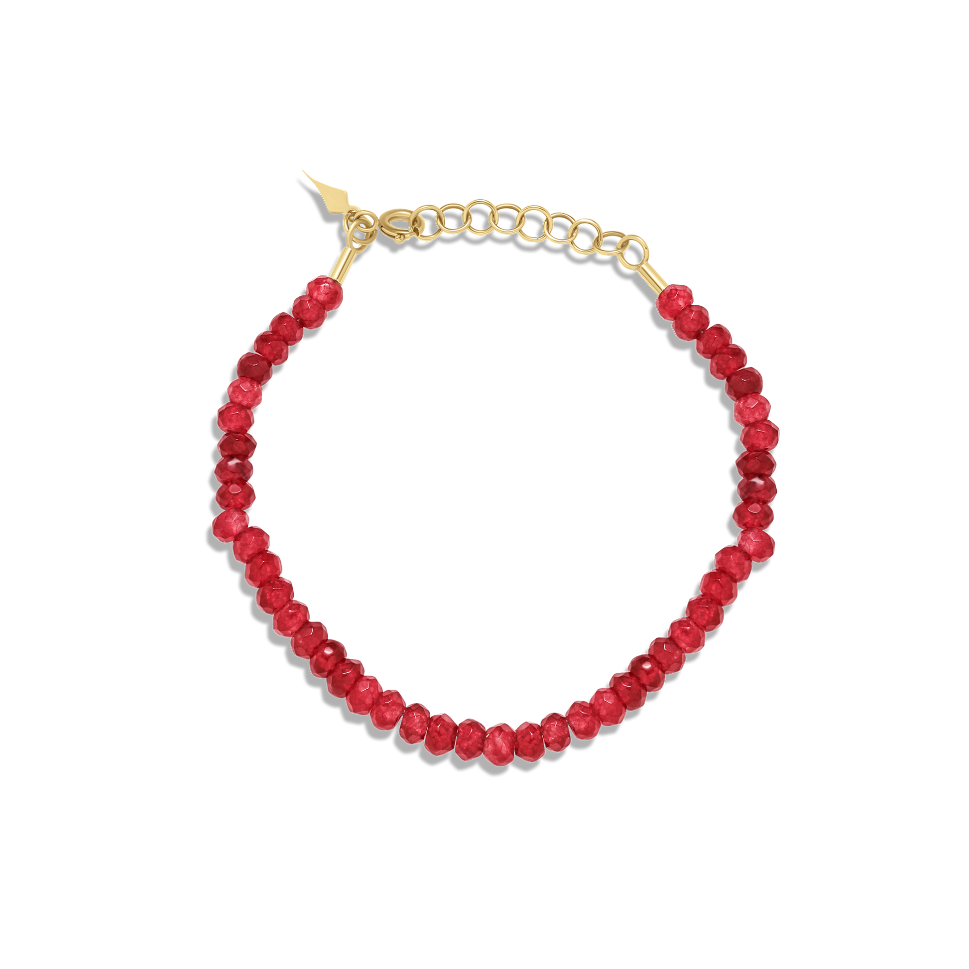 Red beaded bracelet with gold clasp 