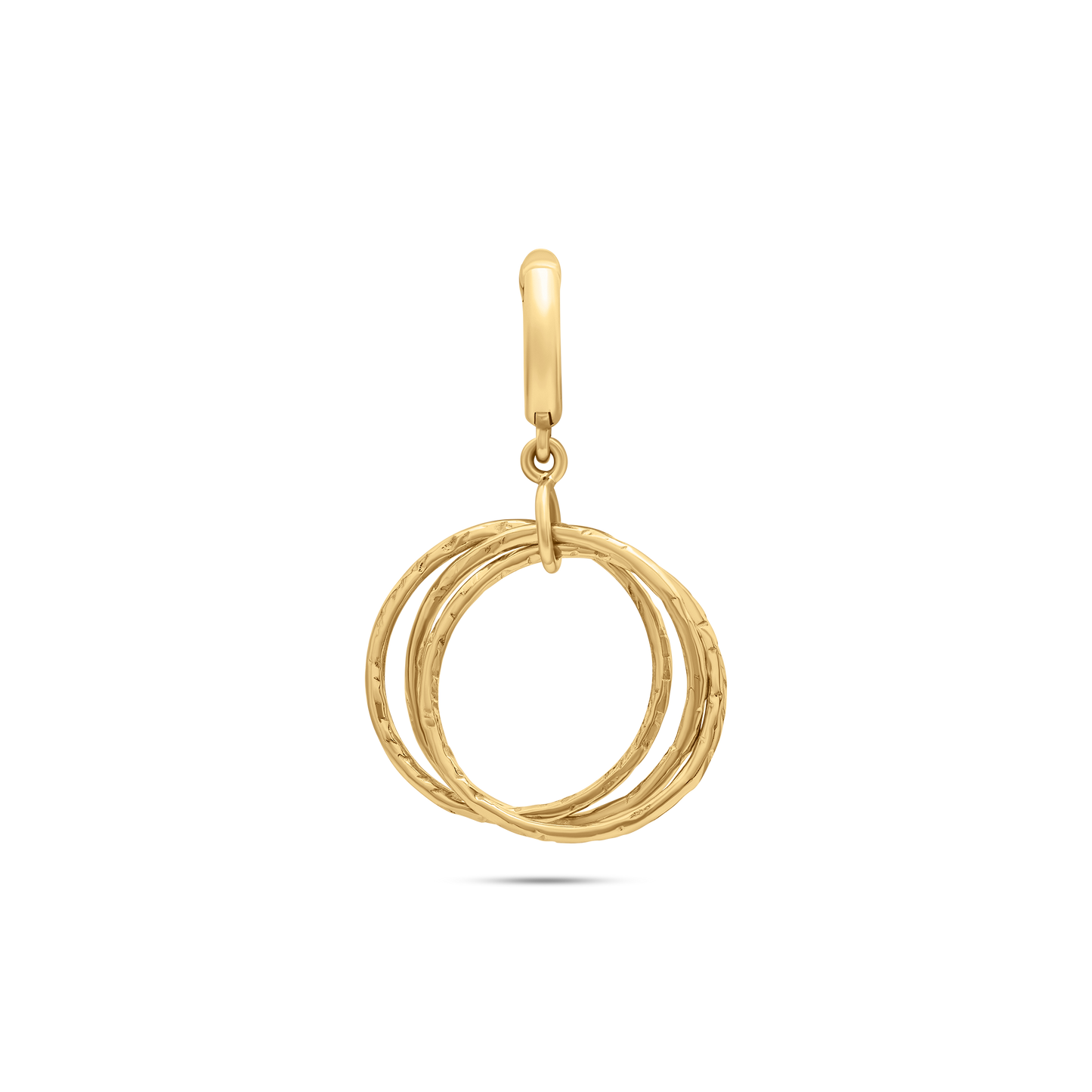 Gold pendant with three interlocking rings by the STACKD world UAE