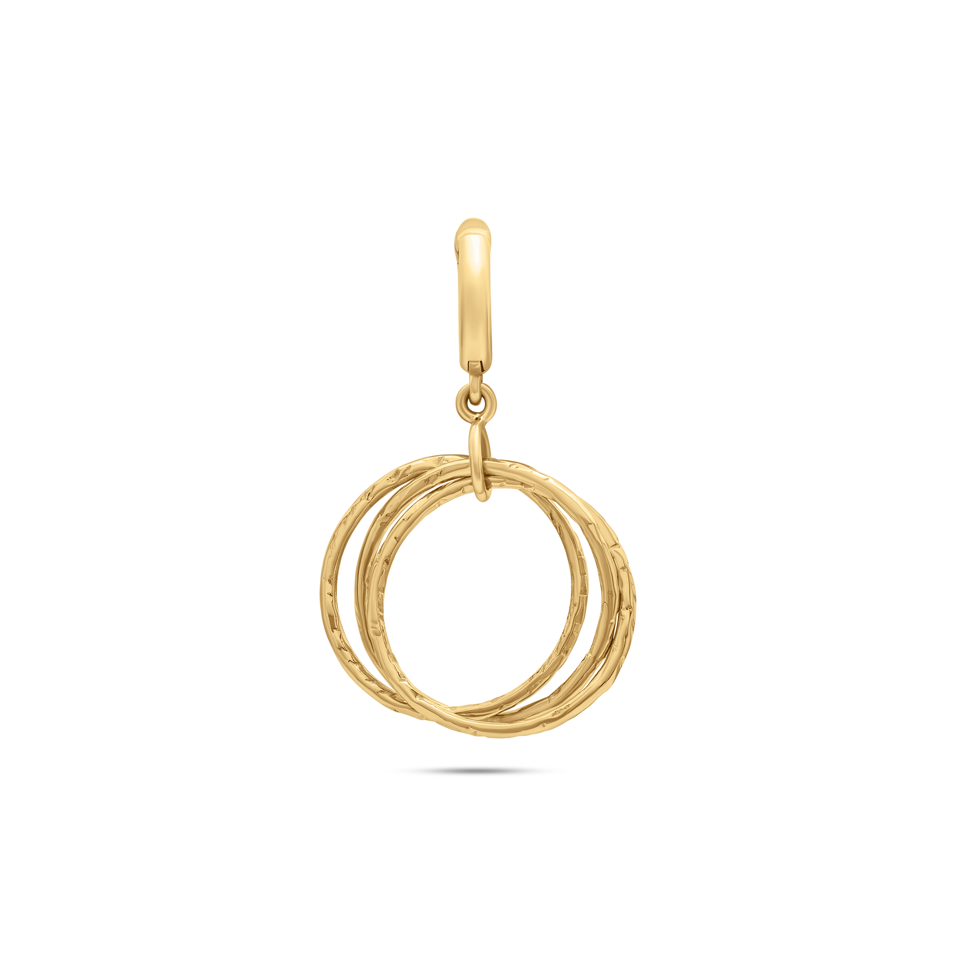 Gold pendant with three interlocking rings by the STACKD world UAE