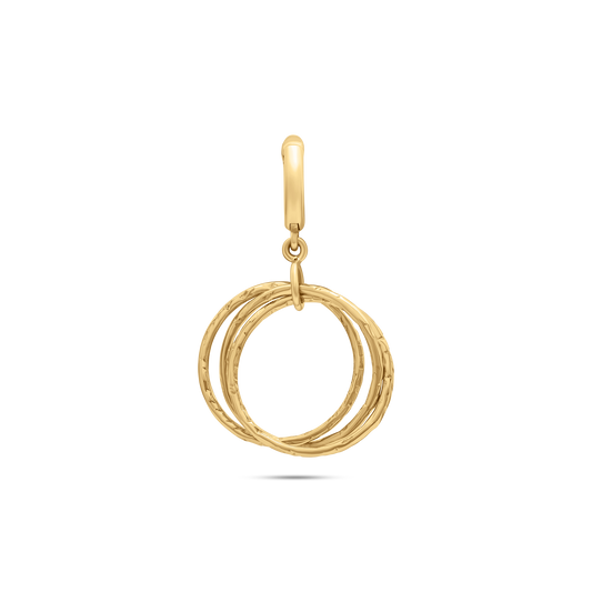 Gold pendant with three interlocking rings by the STACKD world UAE