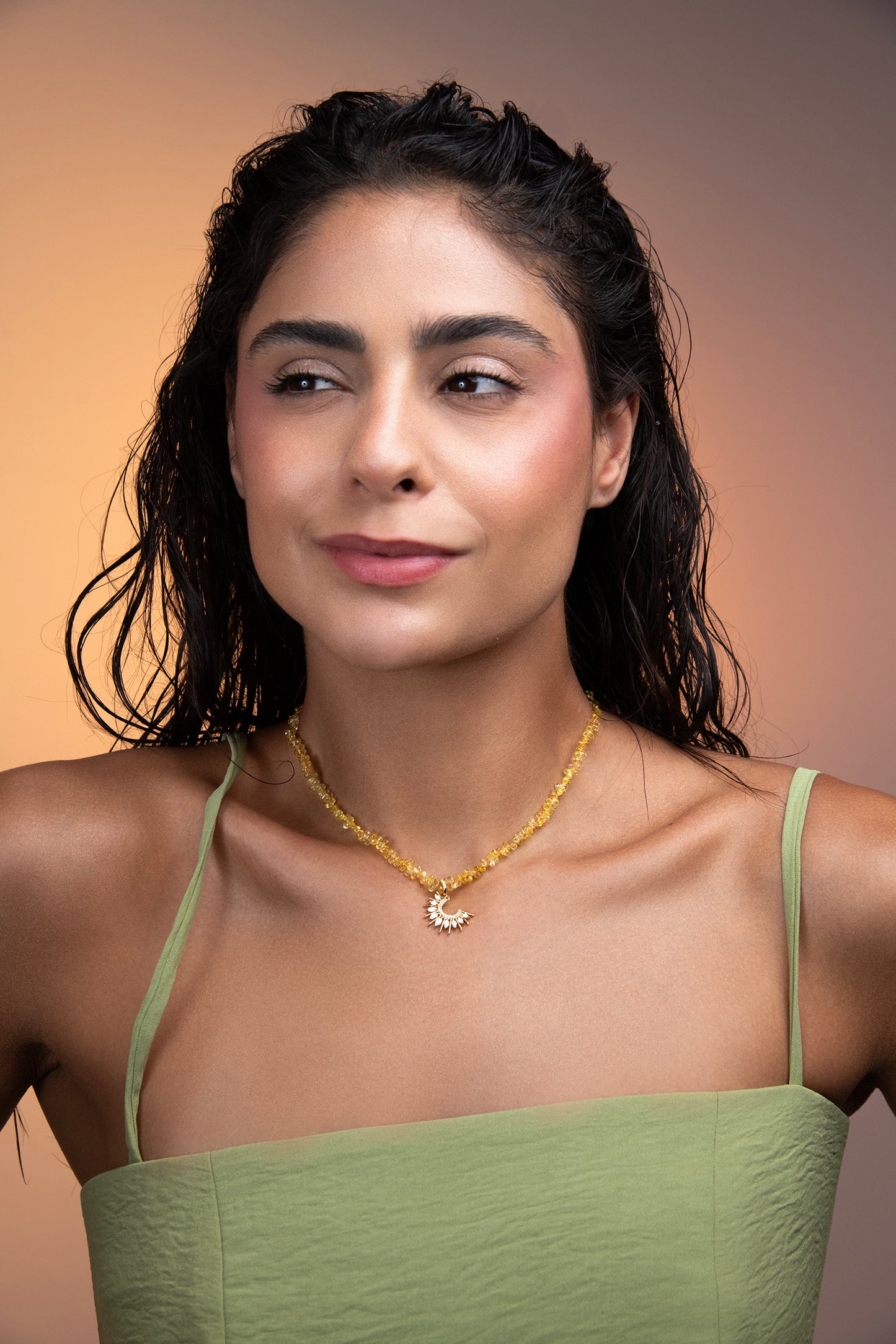 yellow sapphire droplet necklace by STACK'D jewellery UAE stackdworld